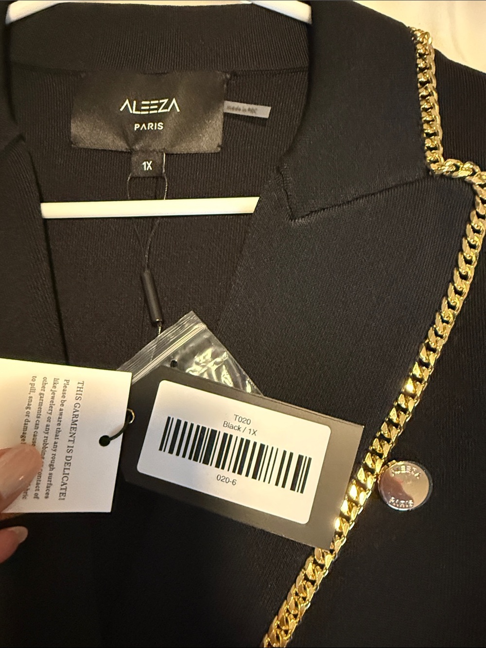NWT ALEEZA Paris Odette Black Double-Breasted Blazer (Fits like L) - Picture 6 of 8